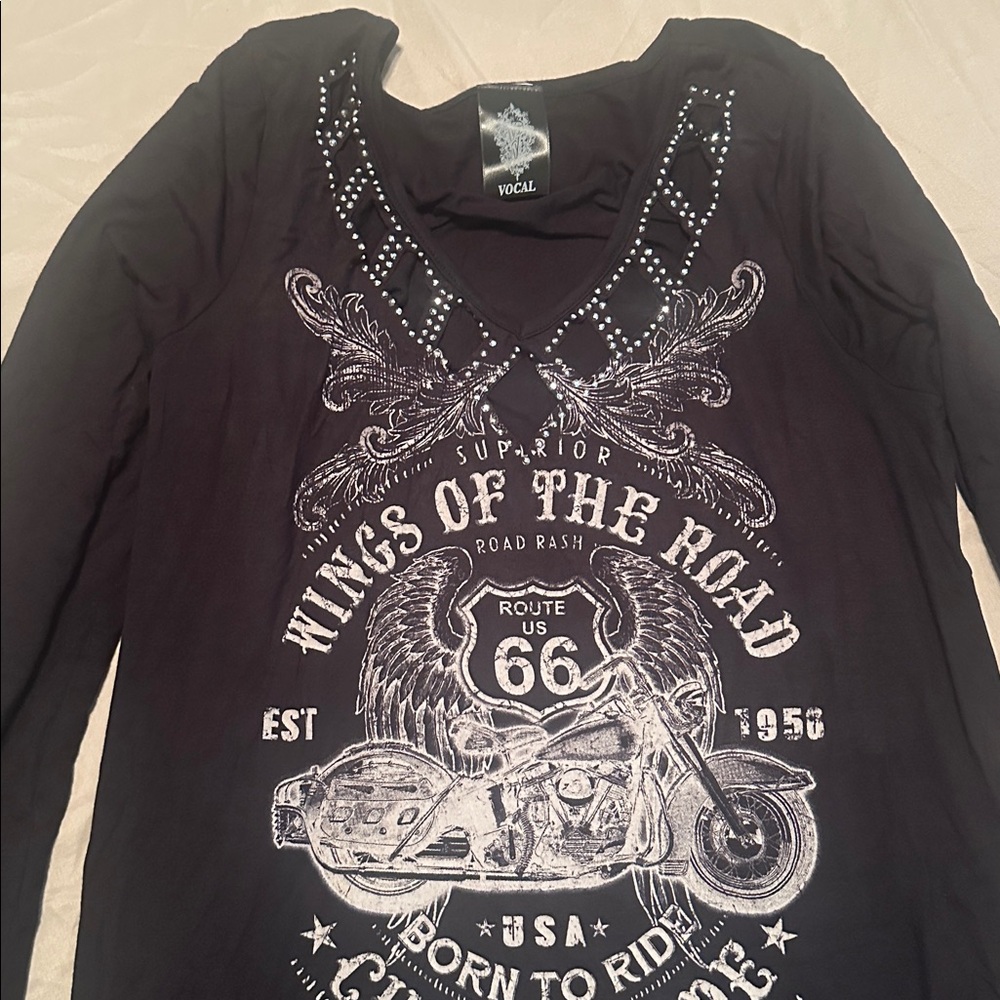Vocal Black Wings of the Road Long Sleeve Top